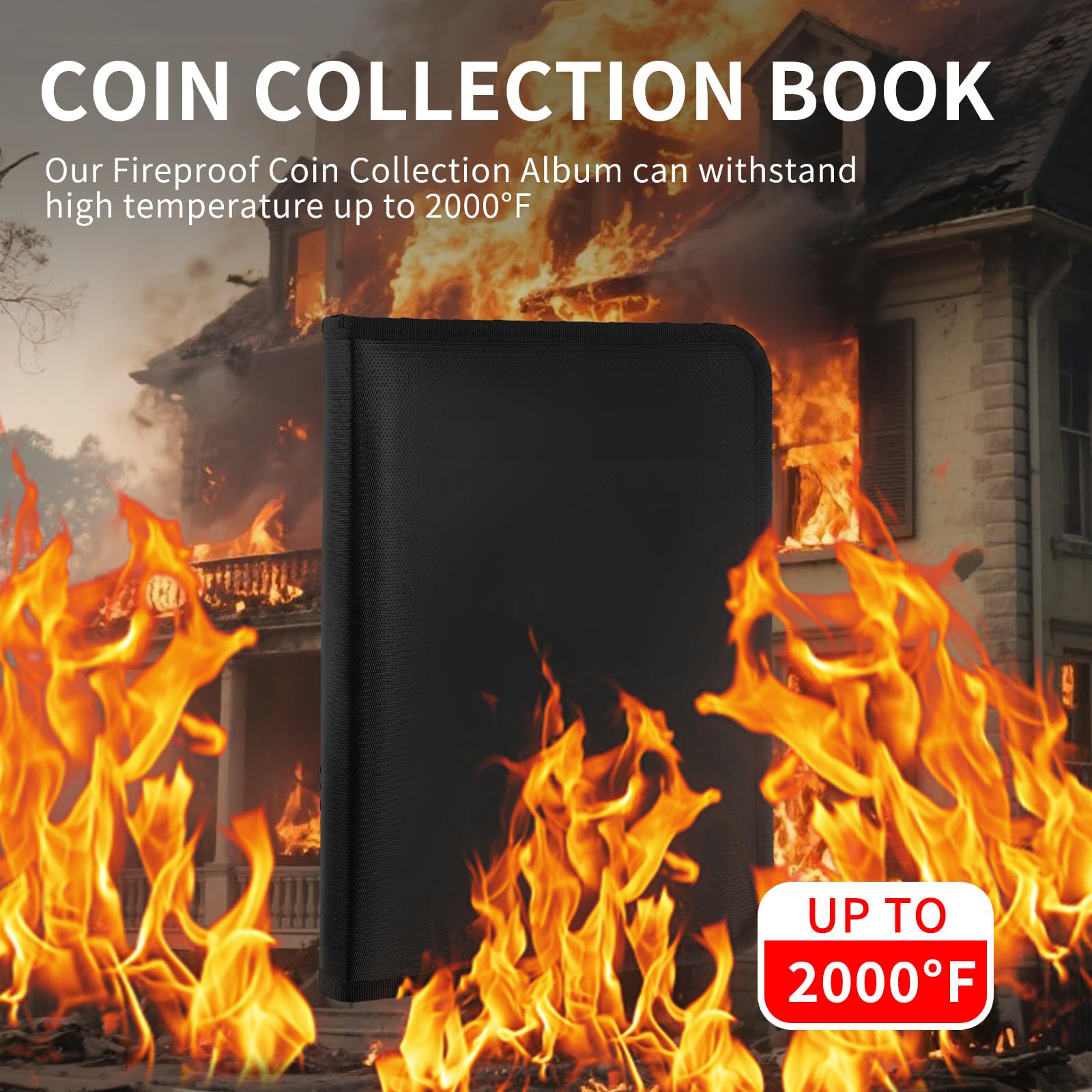 Libro di raccolta di monete ignifugo per collezionisti - Album per collezione di monete da 520 tasche e 36 custodie per valute Album porta soldi, raccoglitore per monete resistente, grande collezione