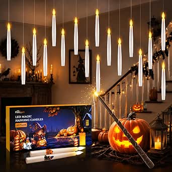 Halloween Floating LED Candles with Magic Wand, 20-Piece Set