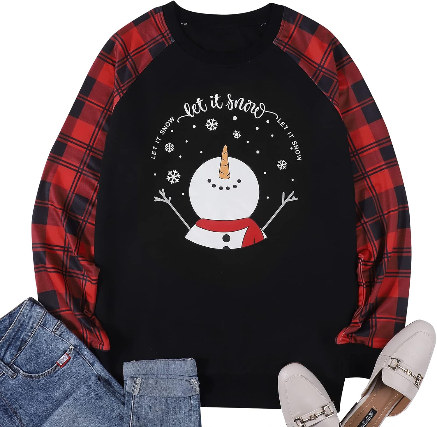 LUKYCILD Let It Snow Sweatshirt Women Snowman Graphic Pullover Ugly Christmas Sweatshirts Xmas Long Sleeve Shirts - Image 5