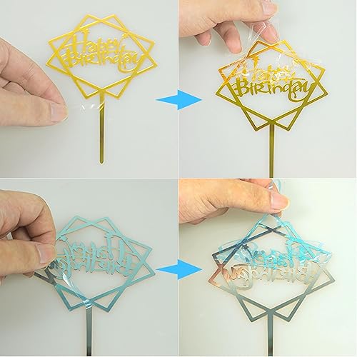 Miniatura 3 de 50 piezas de decoración dorada de acrílico para tartas de cumpleaños, decoración de postres de pastel de cumpleaños (dorado)