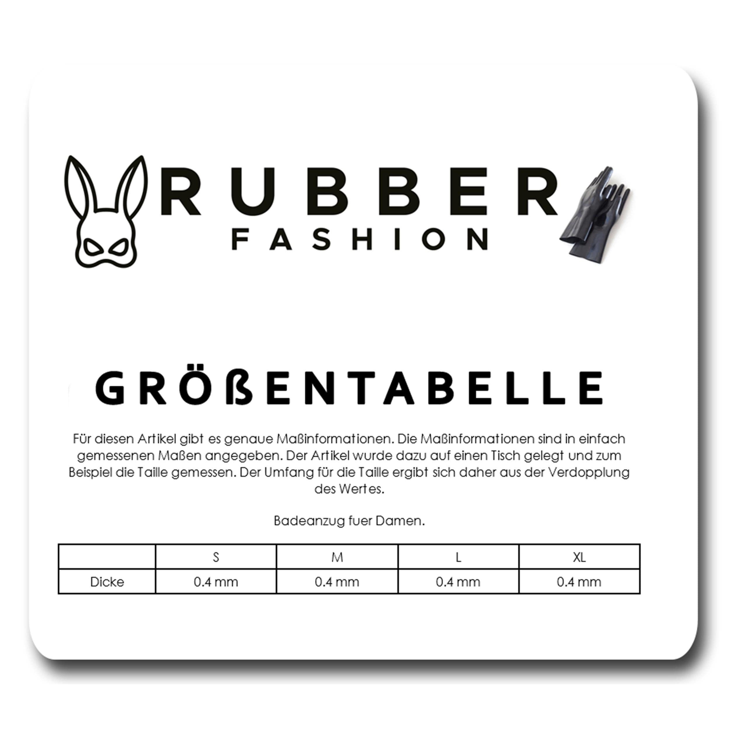 Rubberfashion Latex Body - Latexbody - Schritt offen - Low Cut für Damen schwarz 0.4mm XL