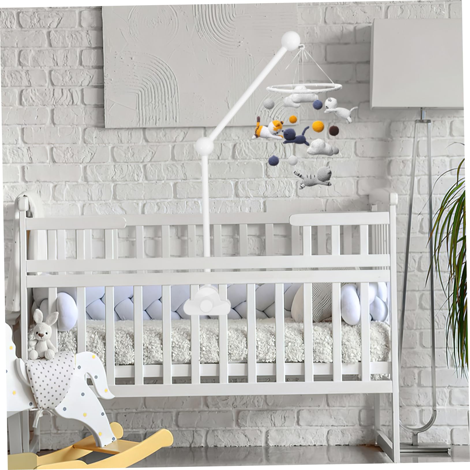 Wakauto Crib Mobile Holder Bed Bell Bracket Wooden Crib Mobile Arm Safe for Boys and Girls