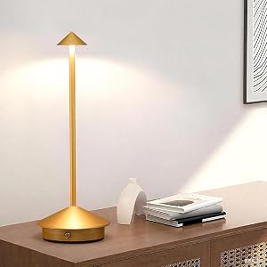 Eastyle Modern Metal Cordless Table Lamp Portable Touch Control Night Light with Dimmable Brightness USB-C Rechargeable for Bedroom