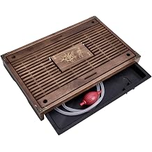 17" Chinese Kungfu Tea Tray, Wooden Tea Trays with Drainage Water Storage Chassis for Home/Office Kungfu Tea Set Brown B