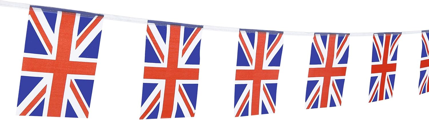 UK British String Banner Flag,5.5 x 8.2 Inch String Banner,Indoor and Outdoor Party Decorations,16 ft 20 Mini Flags.