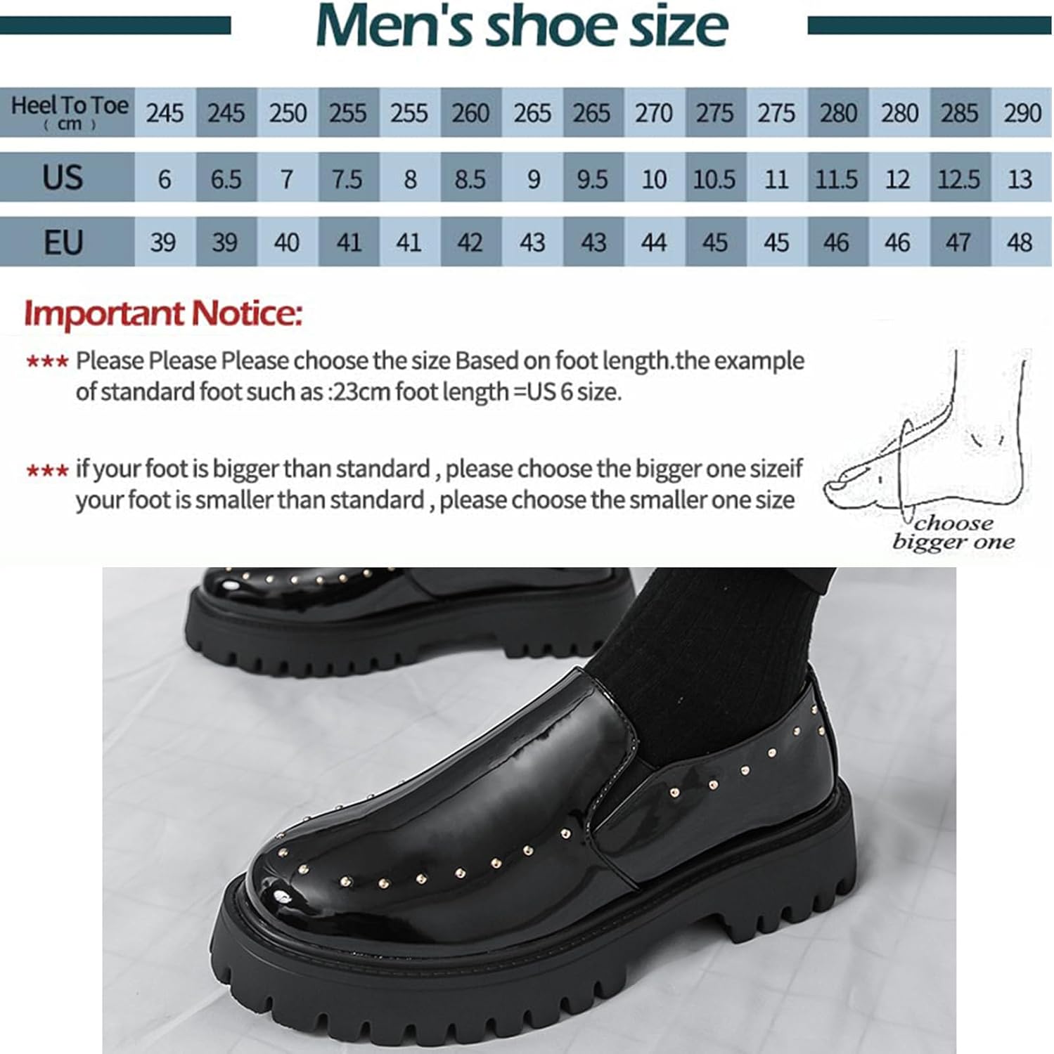 Men's Soft Patent Leather Platform Chunky Slip-On Penny Loafers Fashion Metal Rivets Prom Wedding Party Dress Shoes Non-Slip Lug Sole Business Casual Formal Work Shoes