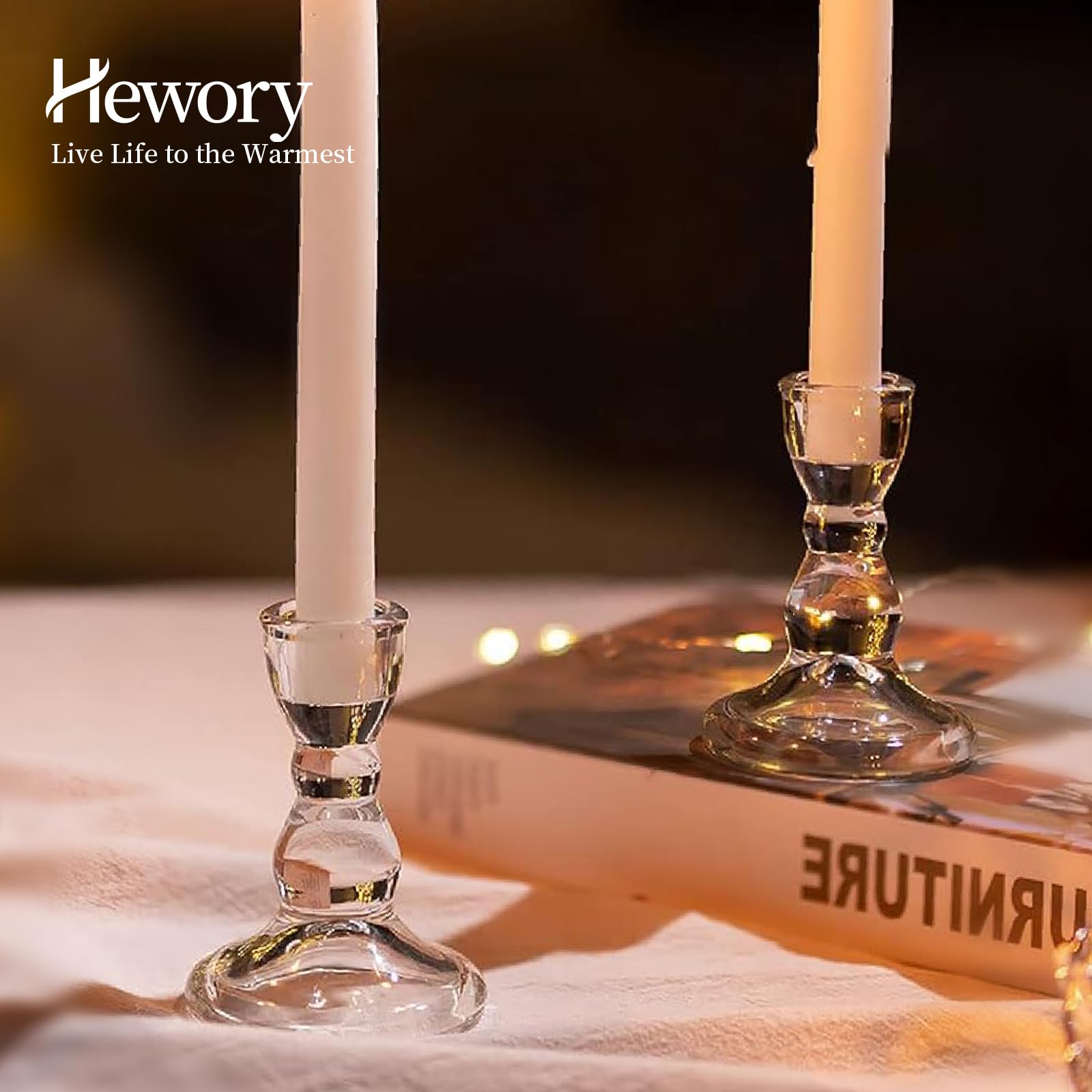 Hewory Bougeoirs en Verre pour Chandelier: 20pcs Chandelier Taper Détenteurs en Vrac Bougeoirs Clairs Porte-Bâtonnets pour Table de Noël de Fête de Mariage Centrepieces