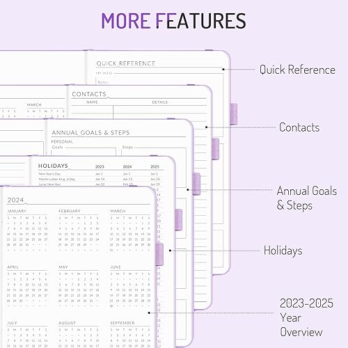 Vista 4 de Forvencer - Agenda semanal sin fecha para 2025, agenda diaria simplificada, semanal y mensual, bonito cuaderno organizador diario, diario