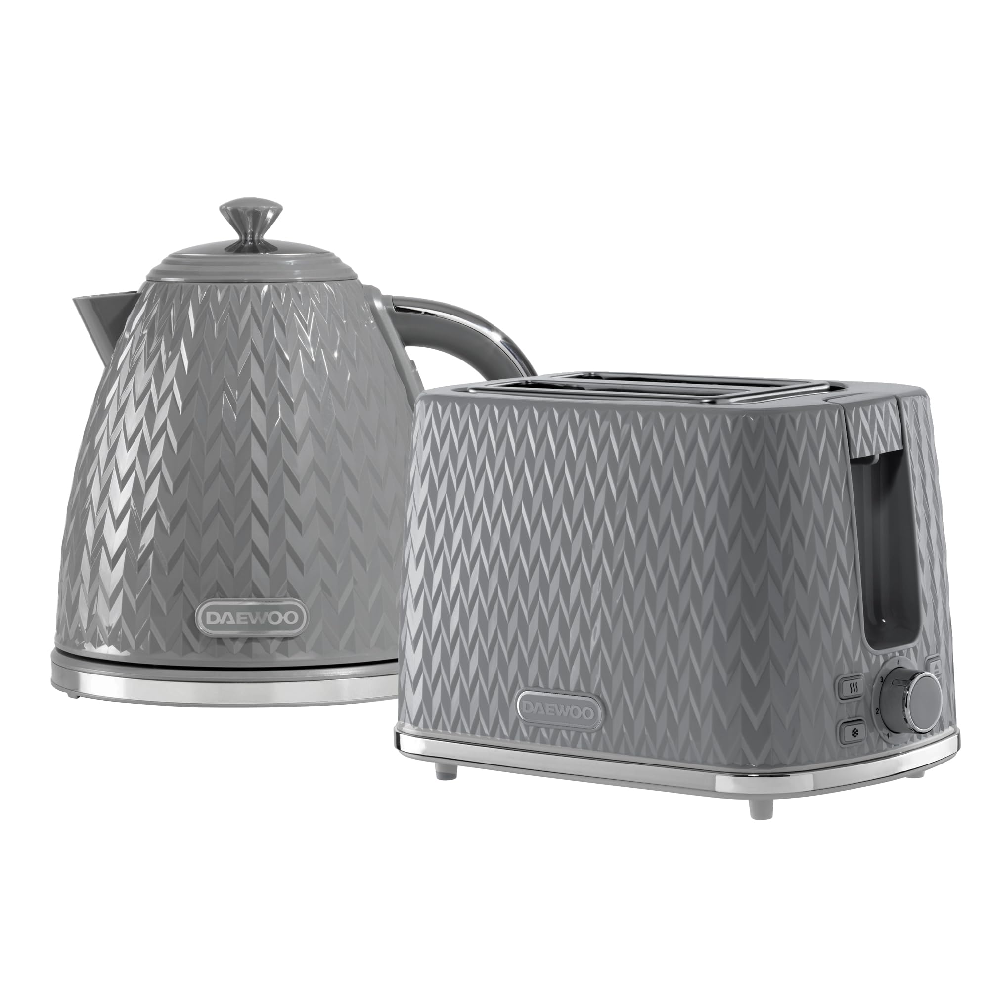 Daewoo Argyle Jug Kettle And 2 Slice Toaster- Grey