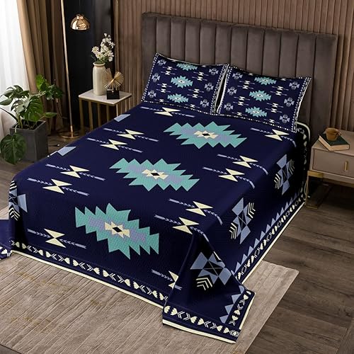 Vista 55 de Erosebridal Ethnic Tribe Feather Coverlet Set Geometric Aztec Bedspread,Western Quilted King African Tribe Arrow Retro Vintage Exotic Geometric