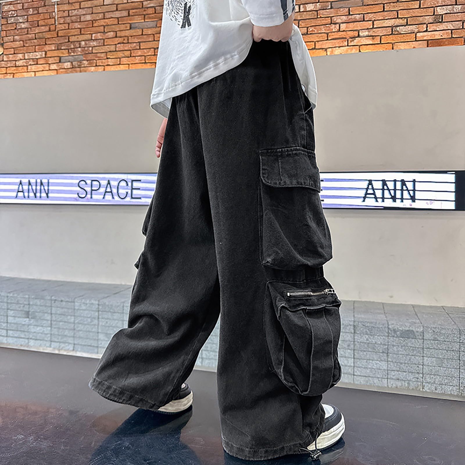 Generisch Jogginghose Jungen,Kinder Gerades Bein Elastischem Bund Cargohose Jungs Lässige Outdoor Cargo Hose Für Schule Children's Flared Outdoorhose Arbeitshosen Jogginghosen