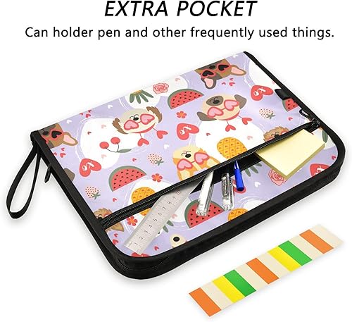 Miniatura 2 de Valentine Dogs Love Pineapples Fruits Expandable File Organizer 13 Pockets A4 Letter Size File Pocket Folders with Zipper Closure Organizer File