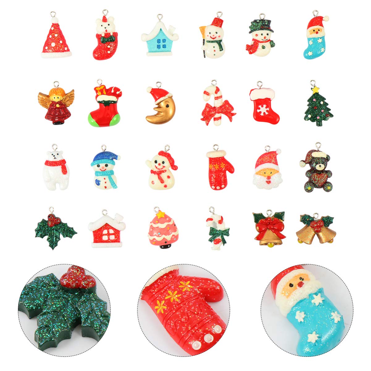 72 Piezas colgante de navidad pequeños adornos para mini árbol pequeños adornos para el árbol de navidad obsequios personalizados presentes personalizados colgante de resina