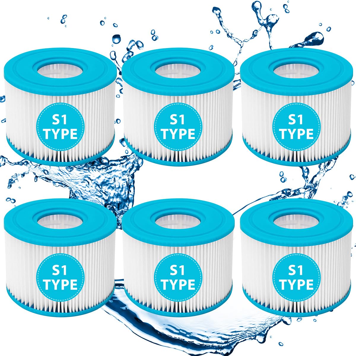 Lot de 6 filtres de Spa de Type S1 pour Pompe de Piscine