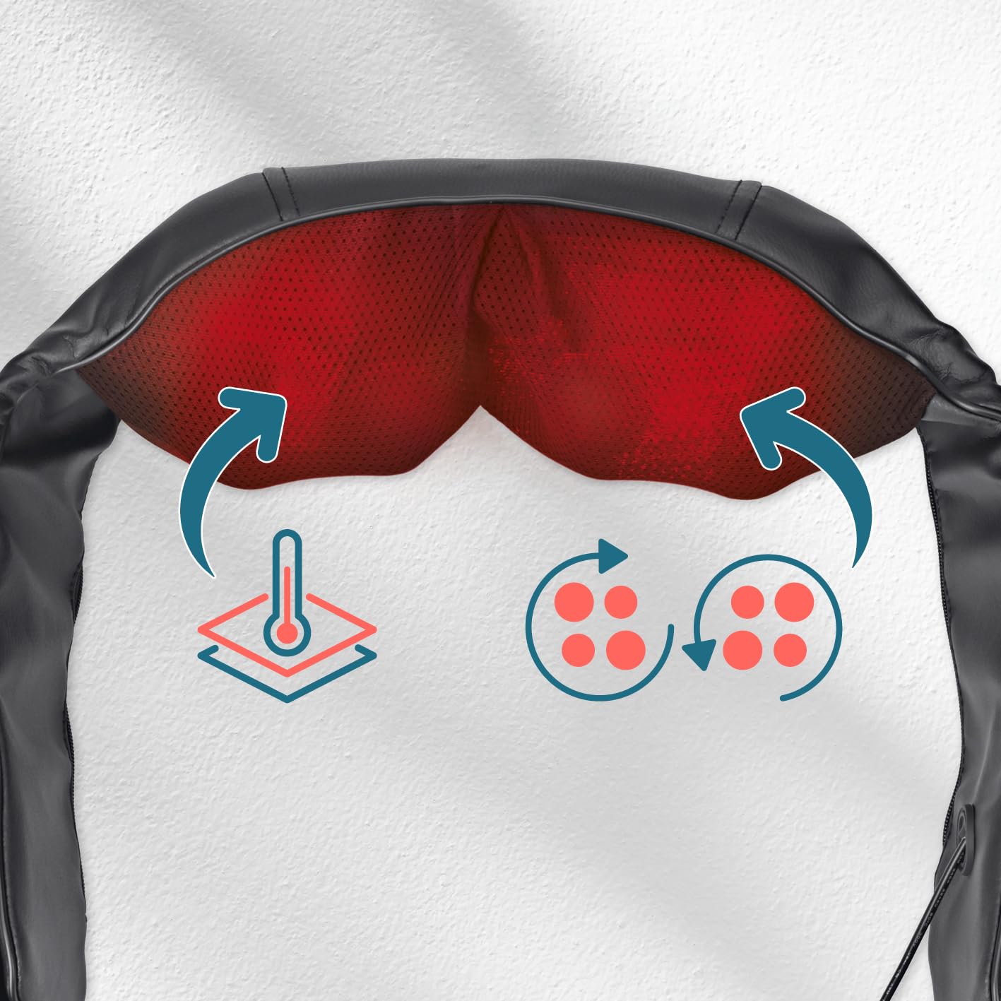 VITALmaxx Shiatsu Masajeador de cuello | Masajeador para hombros, cuello, espalda, piernas | Masaje con función de calor, masaje de amasado y masaje de presión, 8 bolas de masaje giratorias, negro