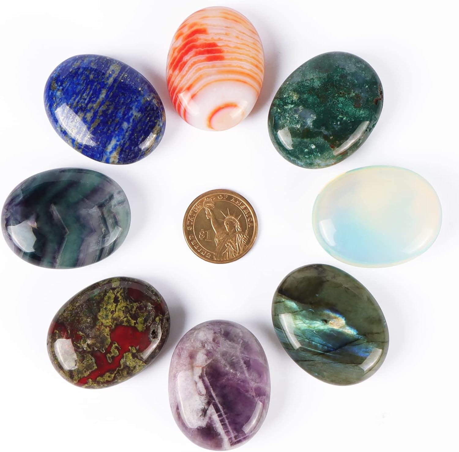 Hxswkk Amethyst Worry Stone Palm Stone Healing Crystals Hand Carved Gemstone Pocket Thumb Chakra Anxiety Healing Stones for Cleansing and Protection - Image 4