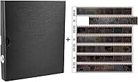 Conjunto de caixa de armazenamento de filme preto sem ácido, 3 anéis, fichário negativo, 30 peças, 135 35 mm, preservadores de páginas negativas