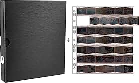 Conjunto de caixa de armazenamento de filme preto sem ácido, 3 anéis, fichário negativo, 30 peças, 135 35 mm, preservadores de páginas negativas