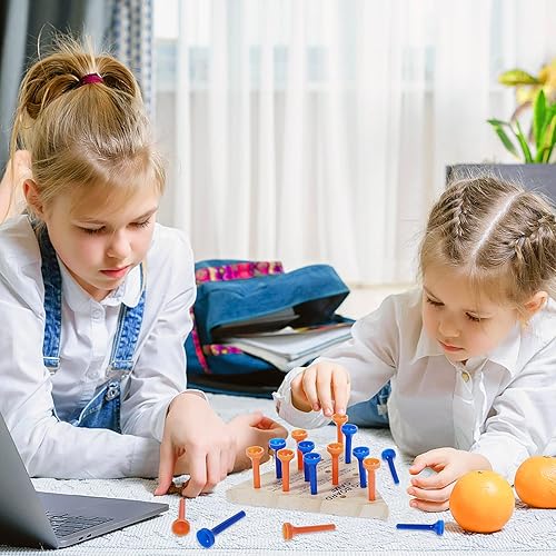 Miniatura 5 de Thinp 2 paquetes de juegos de clavijas triangulares de madera, juego de mesa familiar de mesa, juguete de estrategia, juegos de viaje, rompecabezas