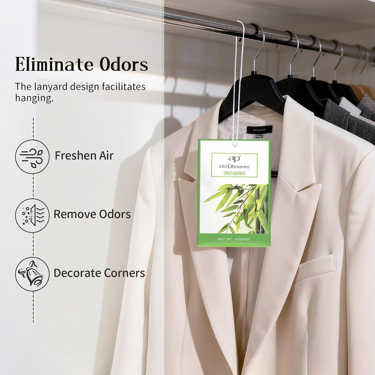 Green Bamboo Scented Sachets Bag 6 Pack for Drawer & Closet, Long-Lasting Sachets Bag Wardrobe Freshener, Drawer Deodorizer Fresh Scents Home Fragrance Air Freshener Bags for Home Room