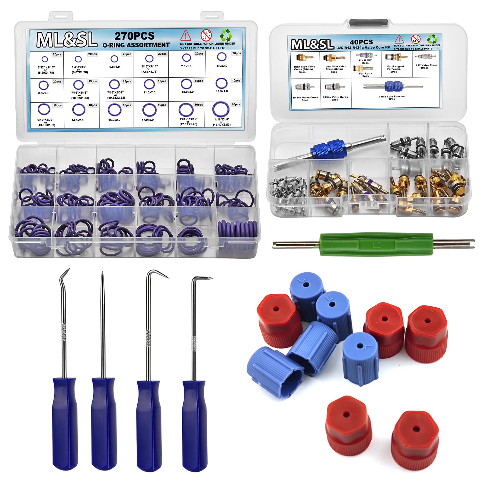 Outil de retrait de noyau de pression R134A avec kit de capuchons de port de service 5V1