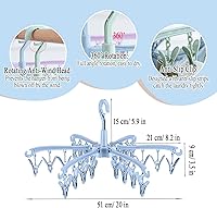 Vista 2 de Estante de Secado Plegable con 24 Clips para Secar Calcetines, Lencería, Ropa de Bebé, Toallas, Estante Giratoria para Secar Calcetines