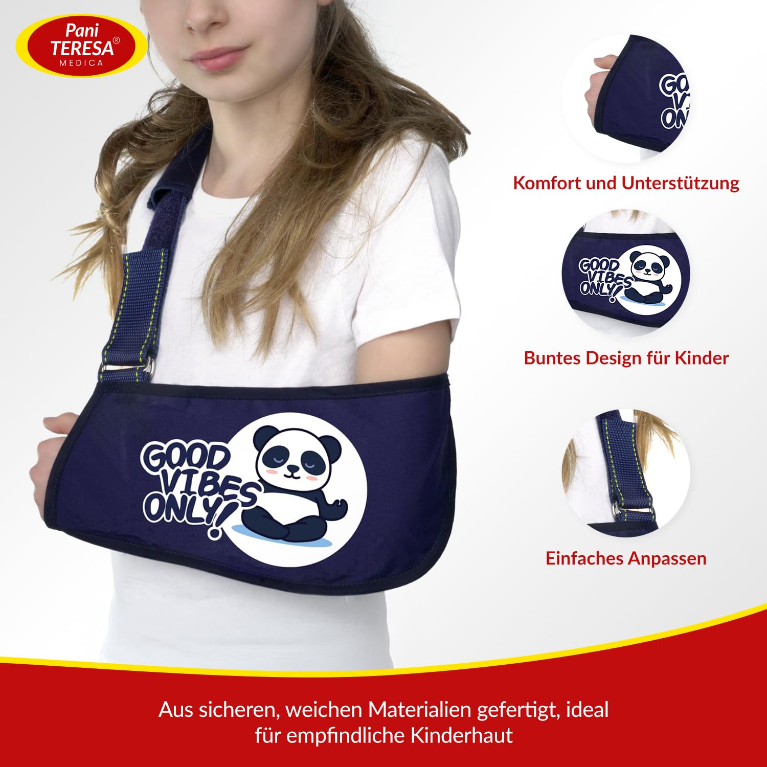 Armschlinge Medizinische Armschlaufe Schulter Für Gipsarm Universell Einstellbar Recht Links Kinder Gebrochener Arm Behandlung Schmerzlinderung Schulterschlinge XXS Dunkelblau