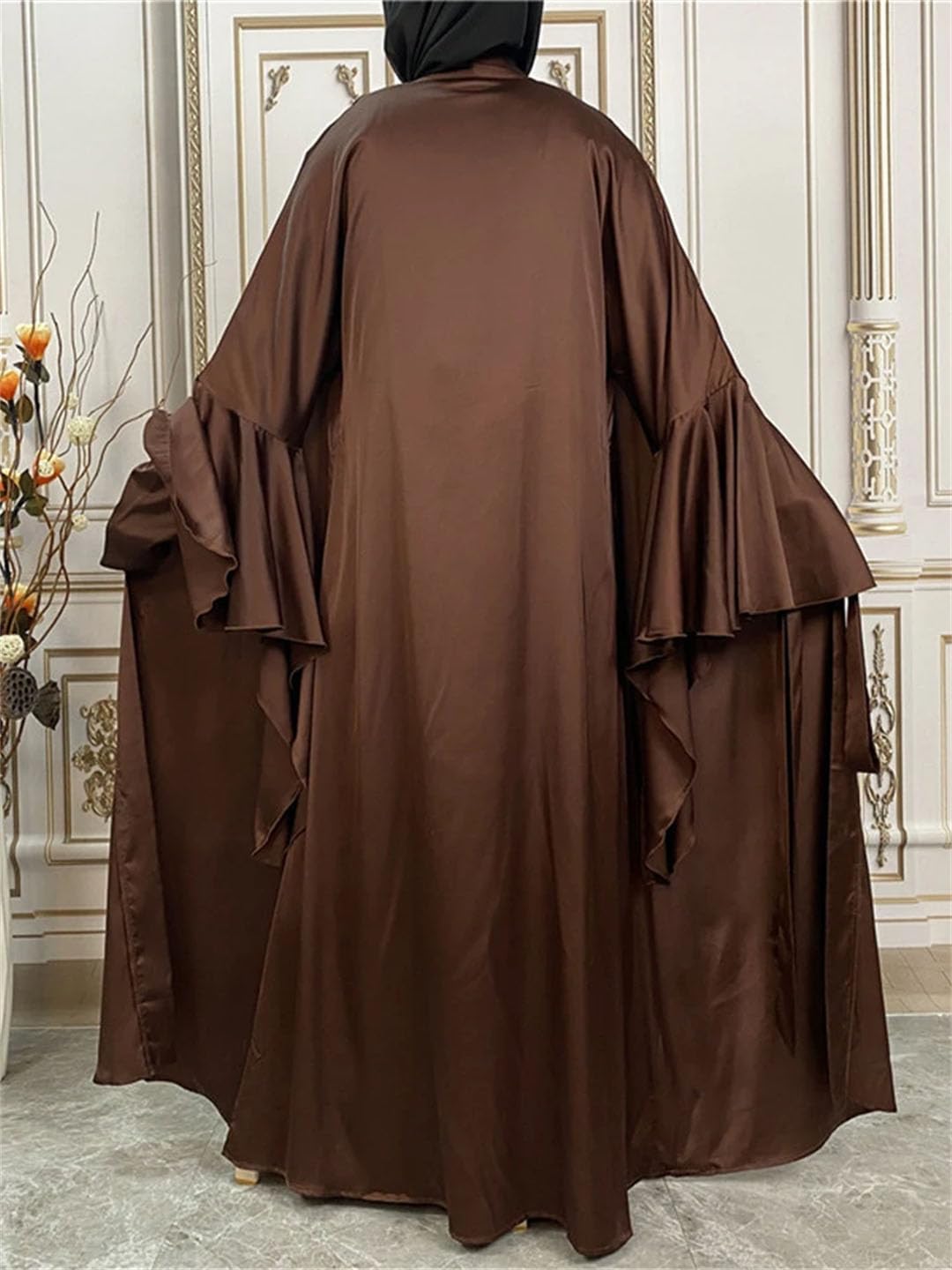 LNNSHX 2-teiliges Abaya-Set, Lange Ärmel vorne, langes Kleid, muslimische Frau, Dubai, islamische Kleidung, Hijabi, bescheidene Outfits, Ramadan