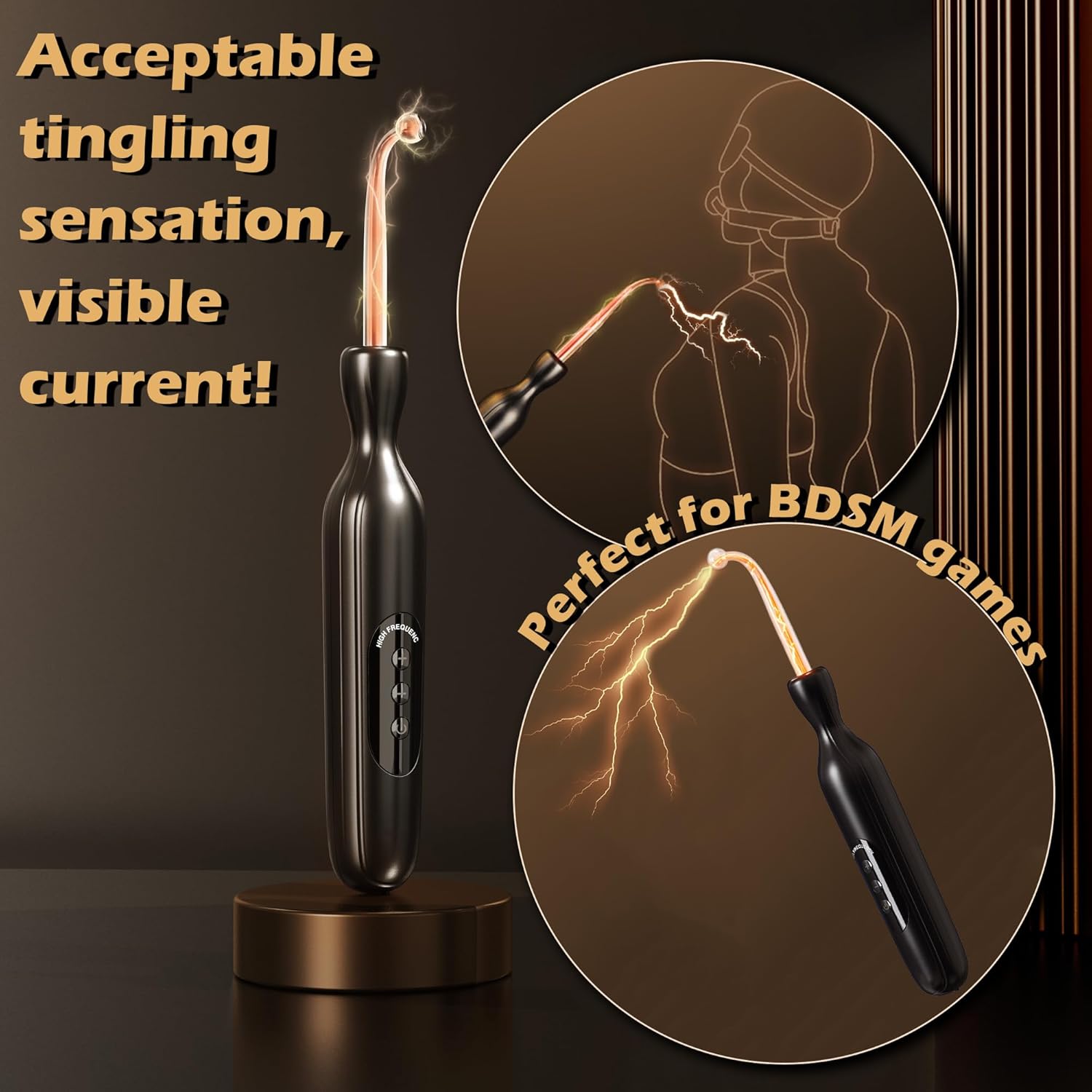 Electric Shock Chastity Stick with 5 Current Levels Rechargeable BDSM Toys SM Tool Visualization of Current Bondage Electrosex Wand Electrical Pen Kinky Adult Sex Toys Games for Couples Women Men