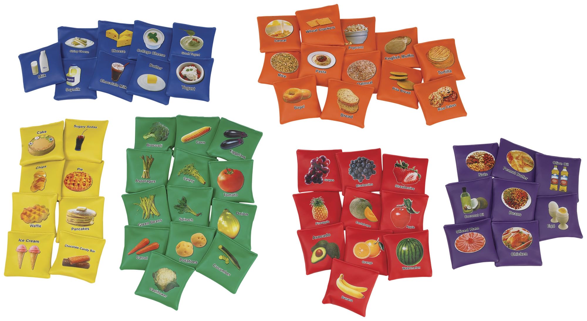 Sportime My Plate BeanBags, Set of 60, Assorted Colors - 1480097, 4 x 4 in