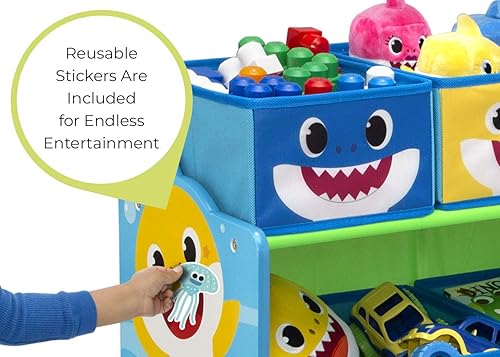 Miniatura 12 de Delta Children - Escritorio con silla y compartimento de almacenamiento + Organizador de juguetes para 6 contenedores con diseño de tiburón bebé