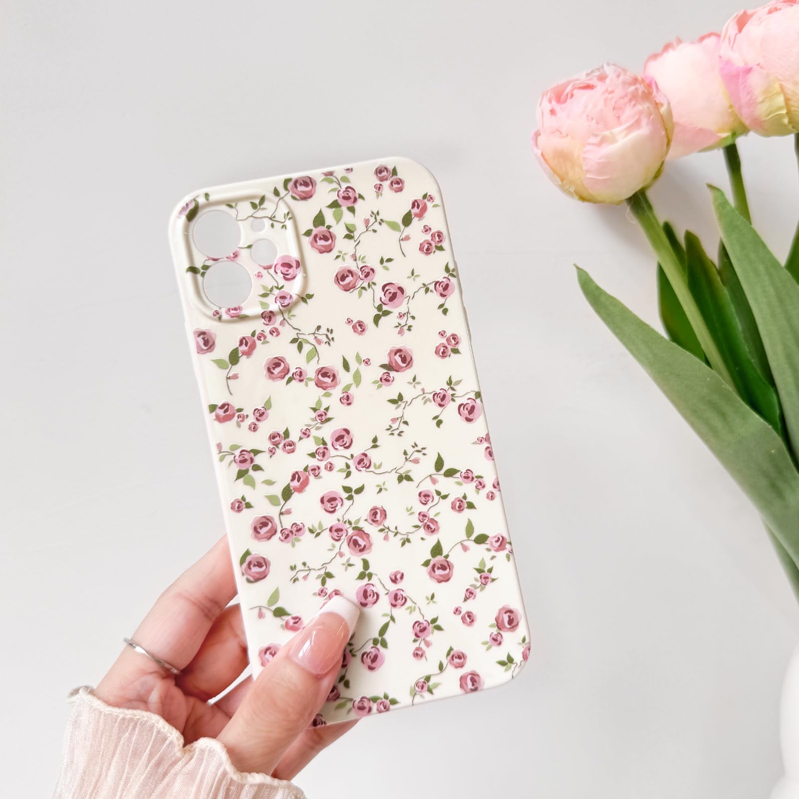 NITITOP IPhone 11 Hülle Mit Blumen-Design | Rosa TPU Hülle Weich & Stoßfest Für Frauen