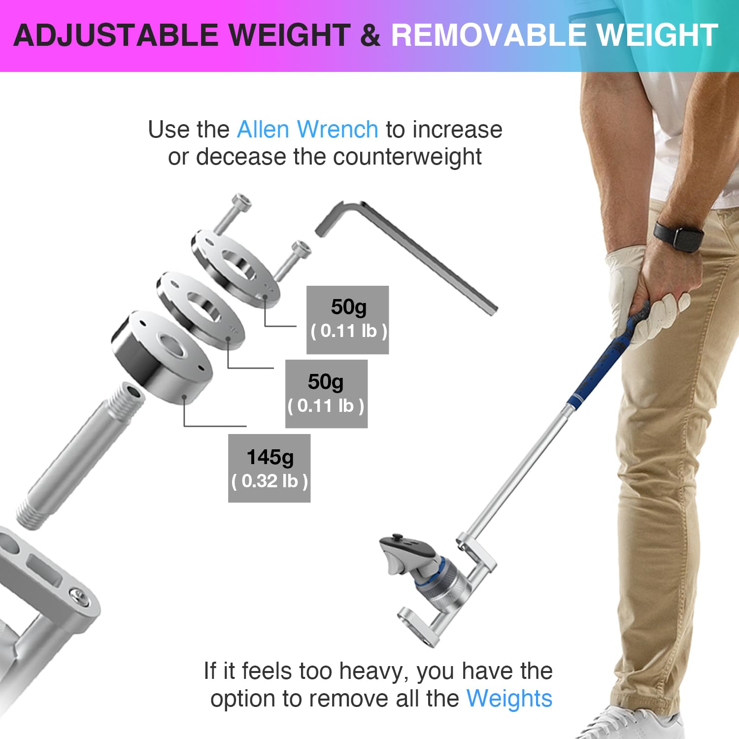 YEZRO VR Golf Club Attachment for Meta Quest 3s/3/2 and Pro(2025 Newest) - 27” & 19” Dual Length Adjustable Weighted Golf Club Handle Accessory for Golf+ Realistic Weight & Balance (for Left & Right