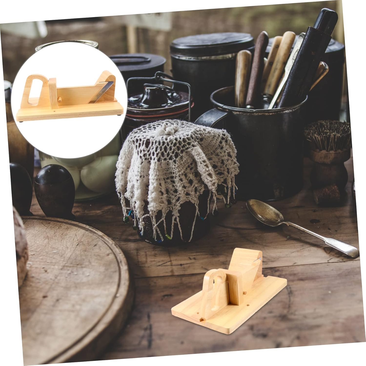 Garneck 1pc Hot Dog Slicer Stainless Steel Blade Wood Sausage Cutter for Precise Cutting of Sausages Chorizo Salami and More Kitchen Gadget for Prep