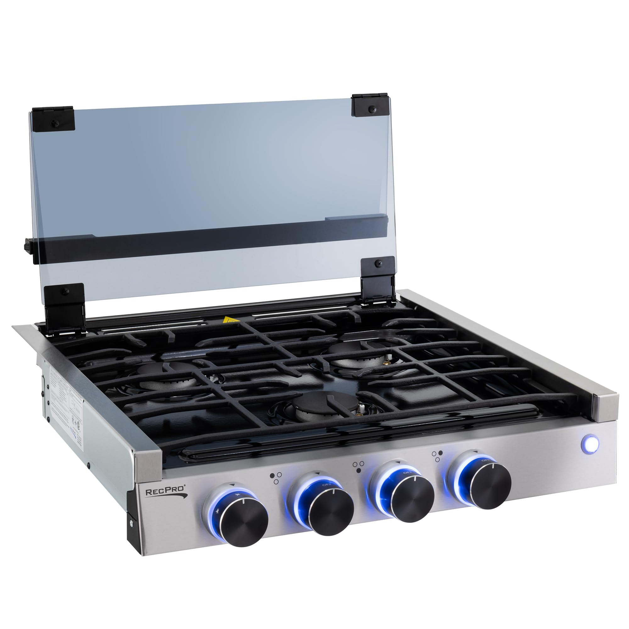 RecPro RV Gas Cooktop, 3 Burner Stainless Steel, 6.5K BTU
