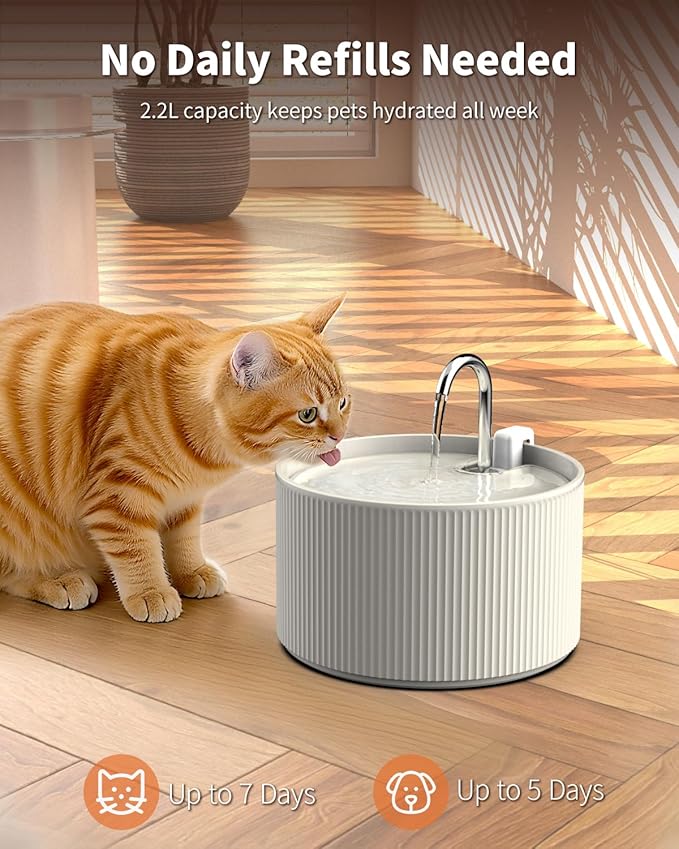 Fuente de Agua Automática para Gatos de Cerámica Kenepet 2.2L miniatura 3
