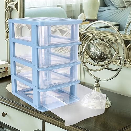 Vista 8 de STOBOK Cajón de almacenamiento, cajones de plástico de 4 capas, multifuncional, caja de almacenamiento de escritorio, contenedores