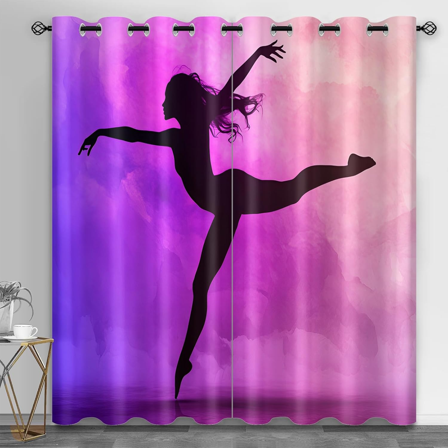 Dancer Window Treatments, Dancing Girl Blackout Curtains for Bedroom, Abstract Art Grommet Thermal Insulated Window Curtain for Bedroom Living Room Patio, 42 x 72 Inch, 2 Panels