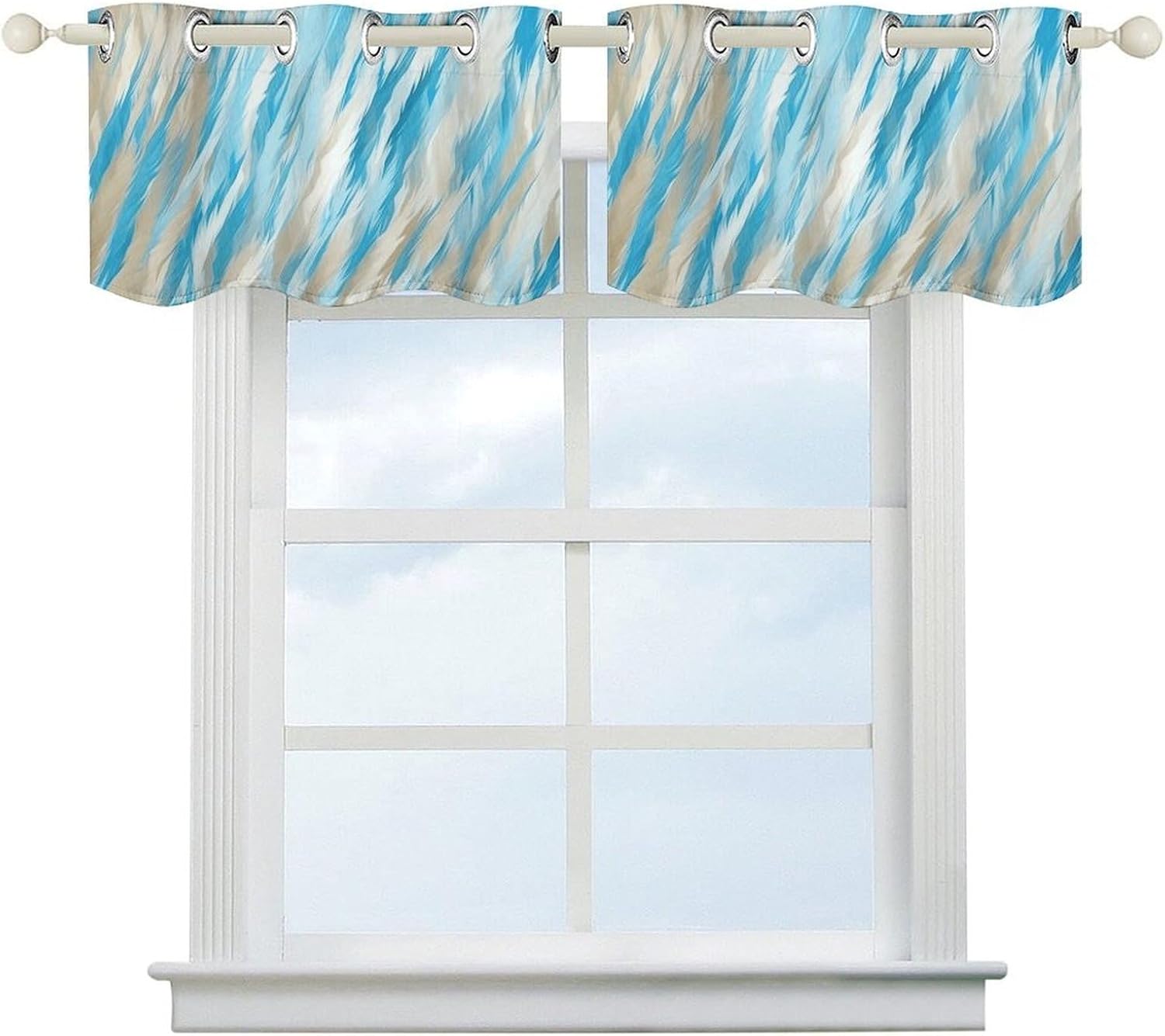 Blue Stripe Pattern Valance for Windows, 2 Pack Kitchen Curtains Modern Home Decor, Soft Blackout Window Curtains for Living Room & Bedroom, 18 X 52 Inch