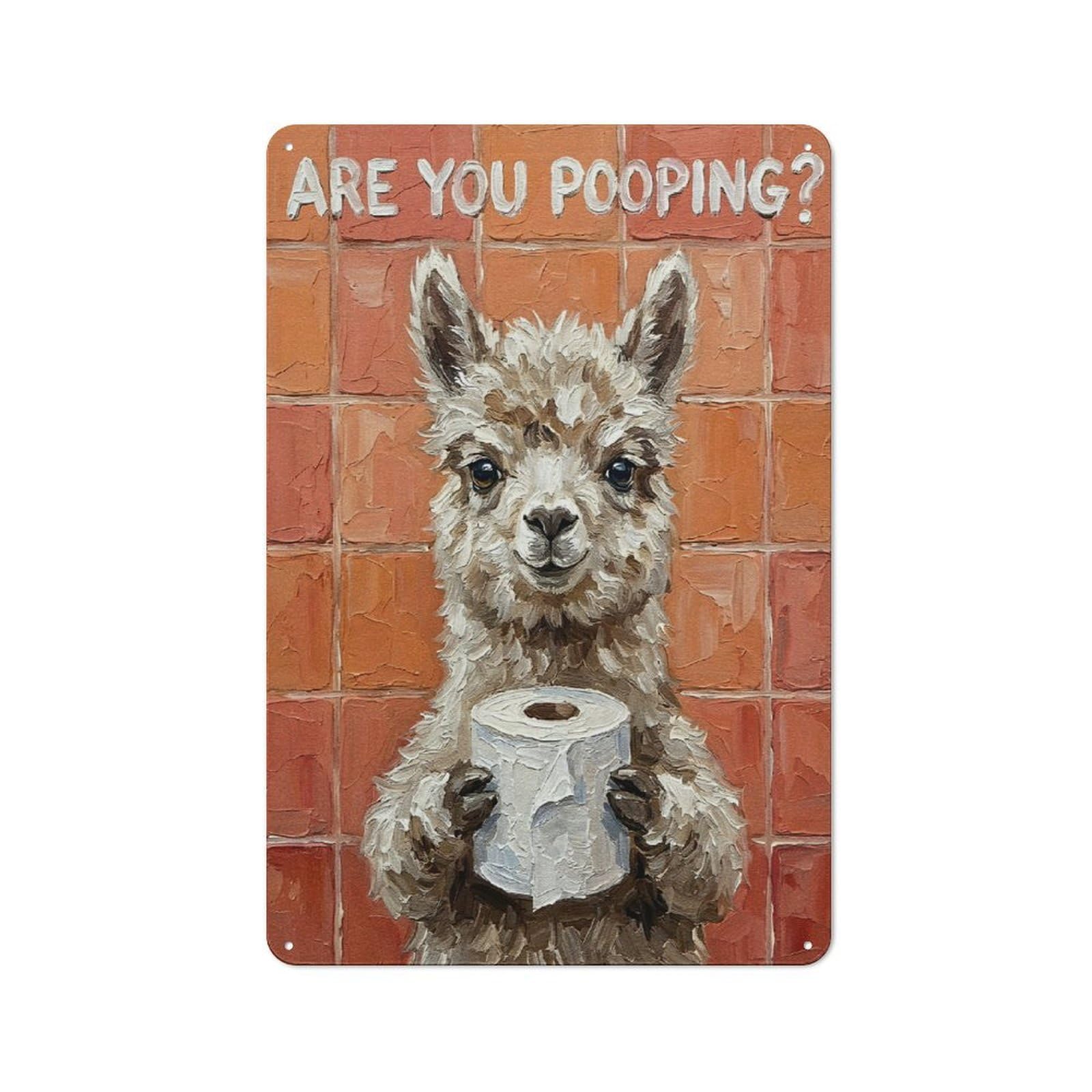 Junmoney Style-16 Country Style Kitchen Metal Sign 30X20cm Featuring Are You Pooping Llama Bathroom Art, Diner Style Decor For Kitchen, Cafe, Pantry Or Dining Room