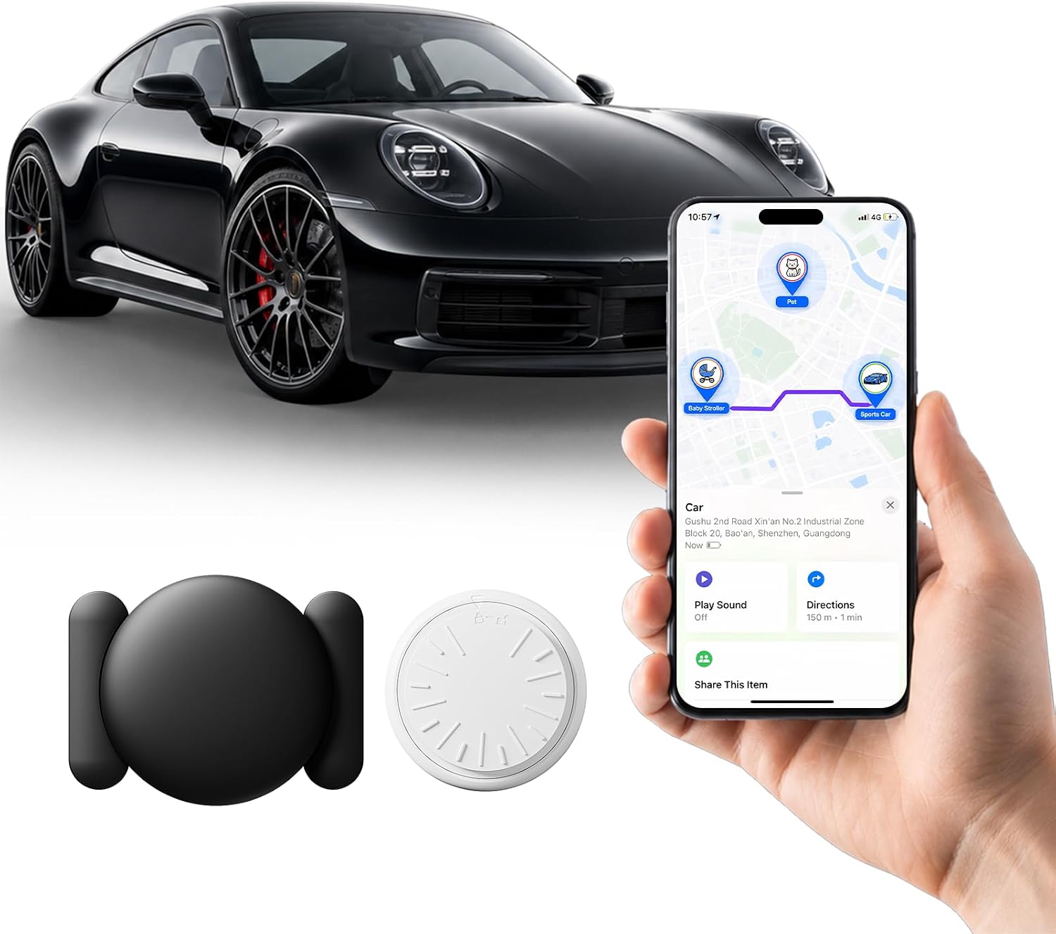 Mini Magnetic GPS Tracker for Vehicles No Subscription for iOS (1P) | Car GPS Tracker Portable GPS Tracking Device,Real-Time GPS Tracking for Kids, Car, Pets