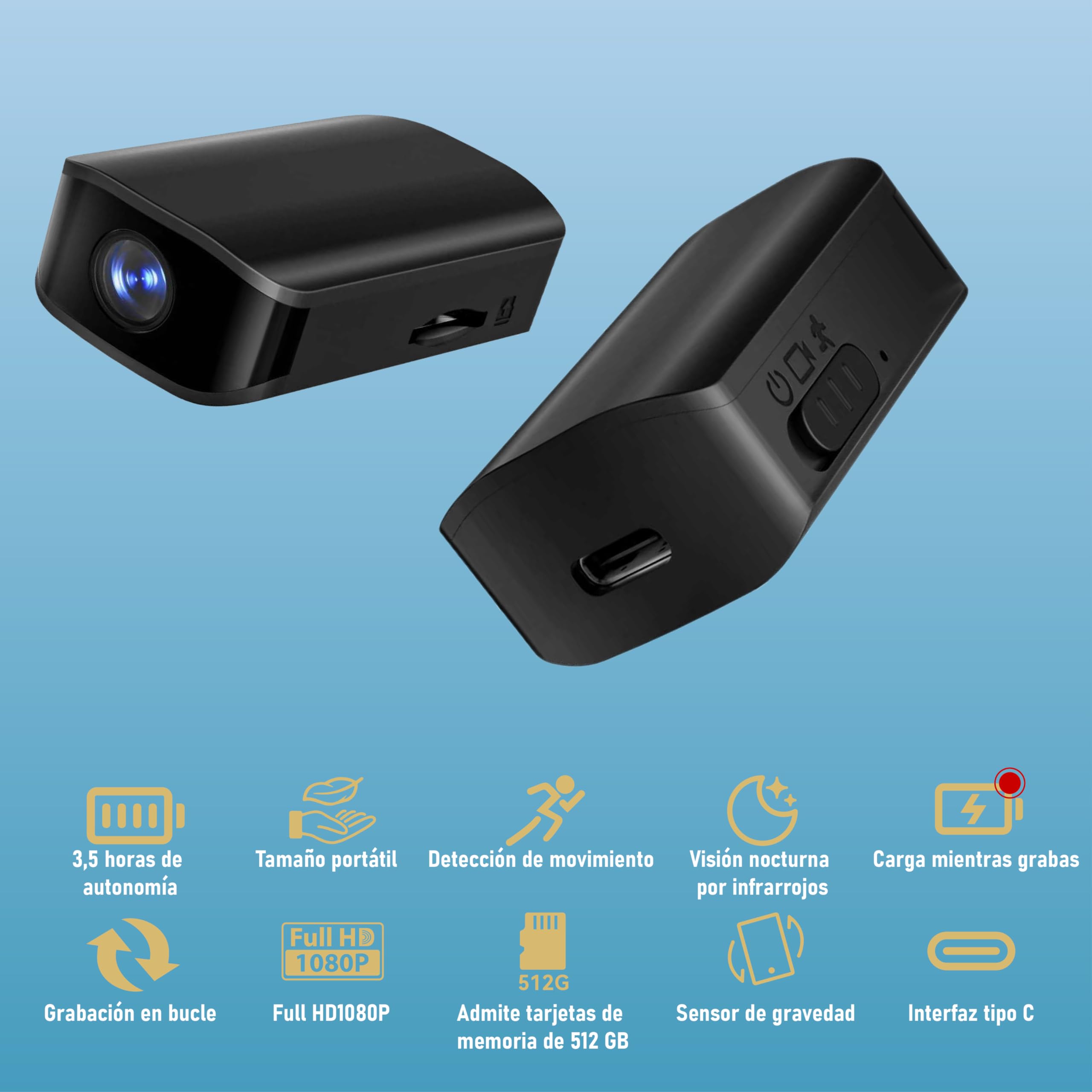 Cámara de vigilancia Oculta Miniatura HD, cámara espía, cámara niñera, con detección de Movimiento, Apta para vigilancia de Seguridad en hogar, Oficina, supermercado y almacén, sin función WiFi