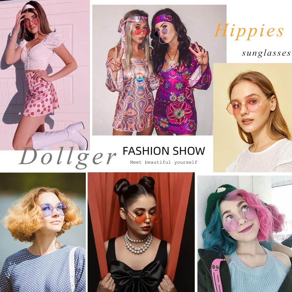 Hippie Costume Glasses for Women Men 70s 80s Disco Hippy Glasses Circle Tinted Color Sunglasses Purple : Clothing, Shoes & Jewelry