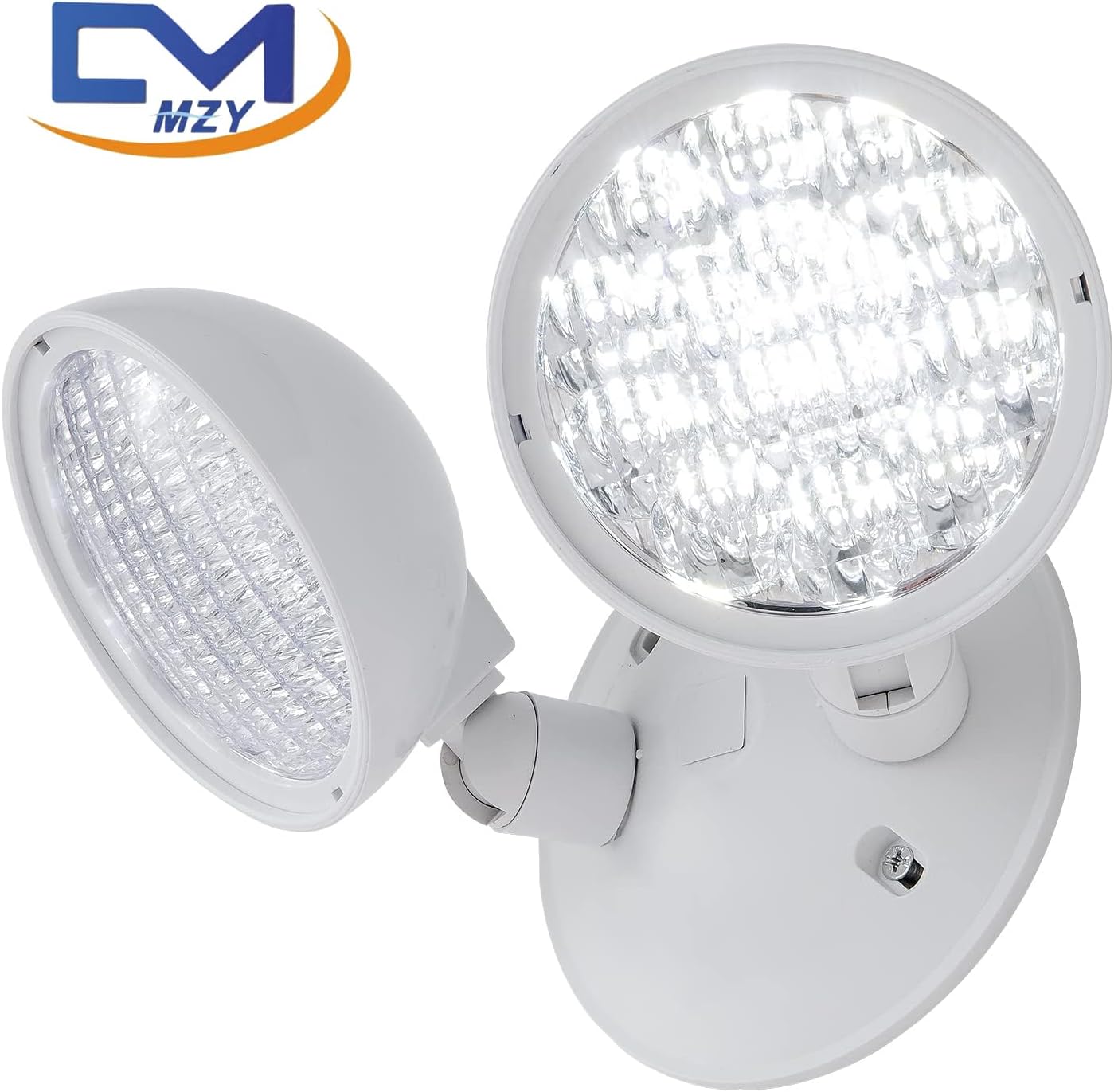 CM MZY Emergency Remote Head Lighting, Double Head Emergency Light, UL Listed, Multi Voltage 3.6 to 24 Volt Input, 2 by 3 Watts, 2 by 180 Lumen, Round，1 Pack