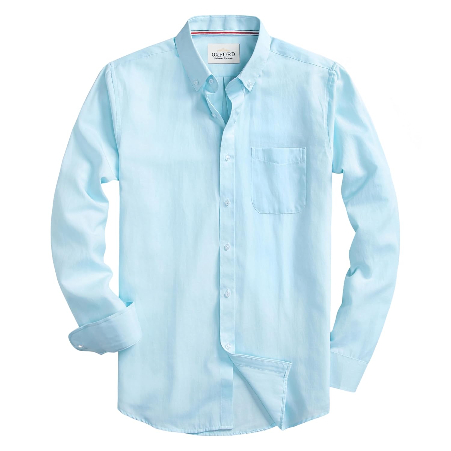 Mens Oxford Shirts Long Sleeve Slim Fit Lightweight Casual Button Down Shirts with Pocket