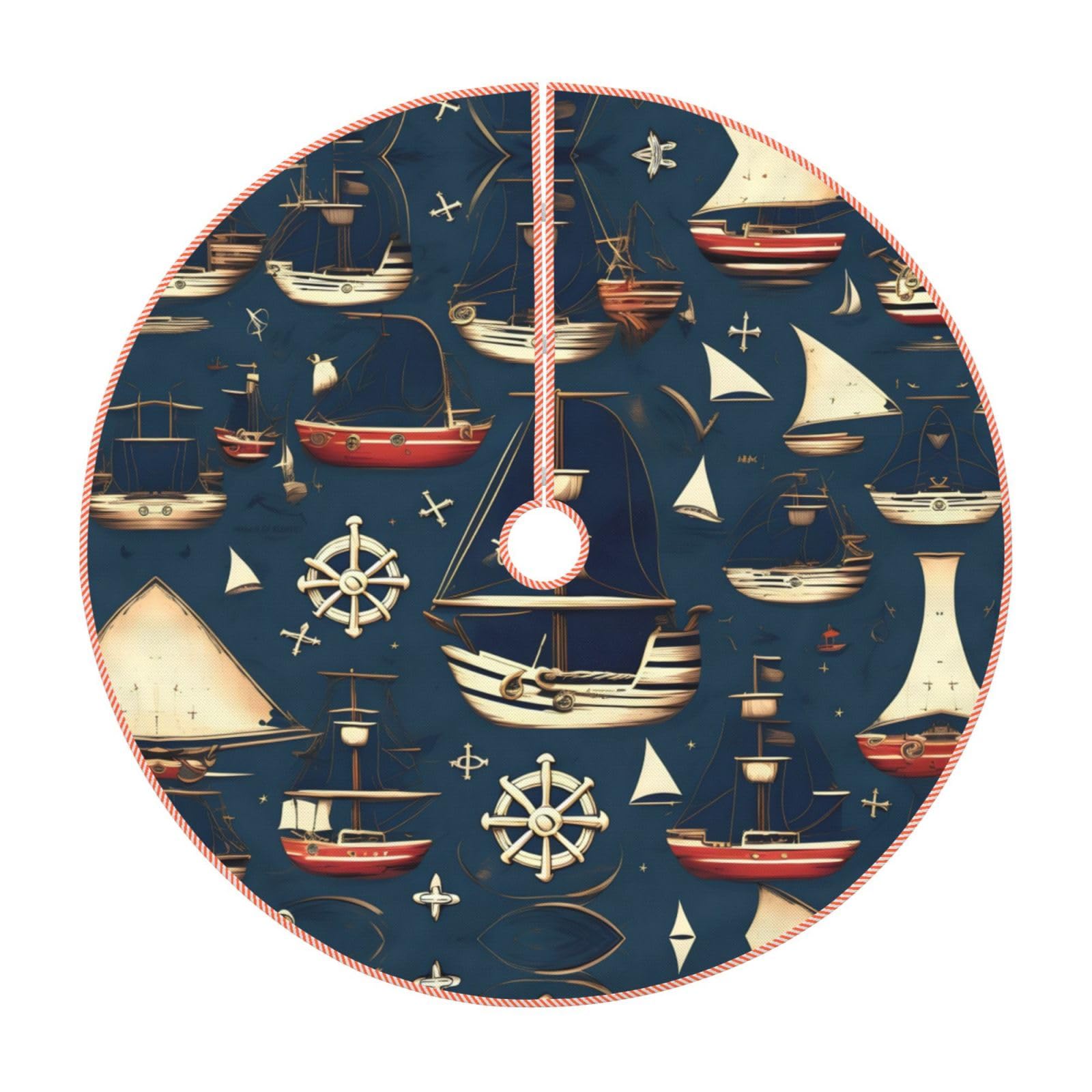 Jupe de sapin de Noël rustique tapis de pied épais thème pirate nautique