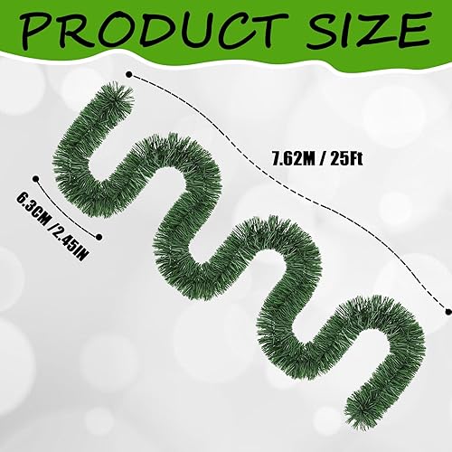 Miniatura 2 de Paquete de 2 guirnaldas verdes de 50 pies con alambre de metal flexible, vegetación artificial para decoración de vacaciones en interiores y