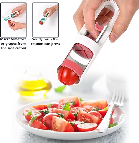 Miniatura 4 de Cortador de uva para niños pequeños, sin semillas, uva bebé, tomates cherry, fresa, rebanador de aceitunas sin hueso en 4 piezas para ensalada de