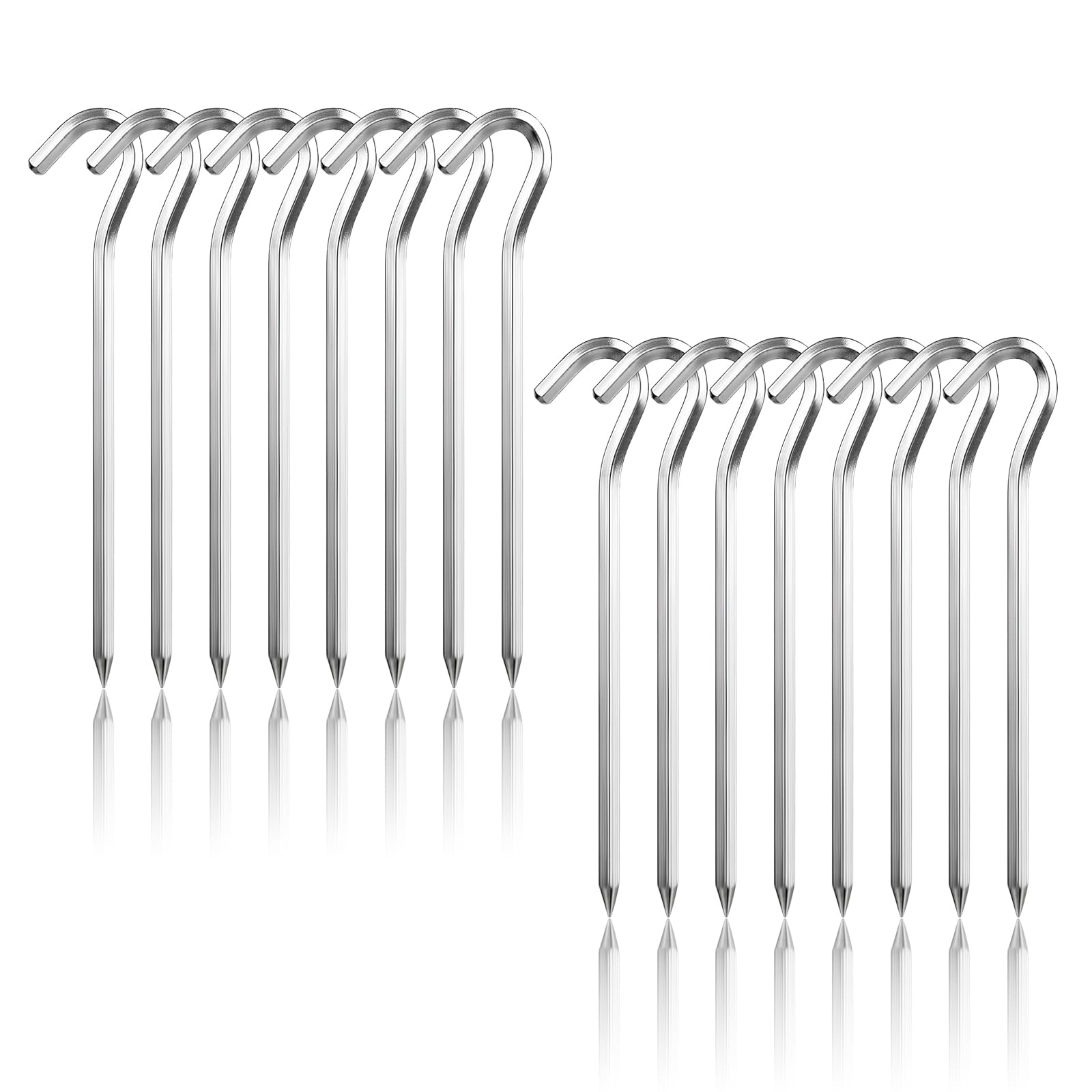 Lot de 16 piquets de tente de camping en aluminium 18 cm, accessoires pour tente