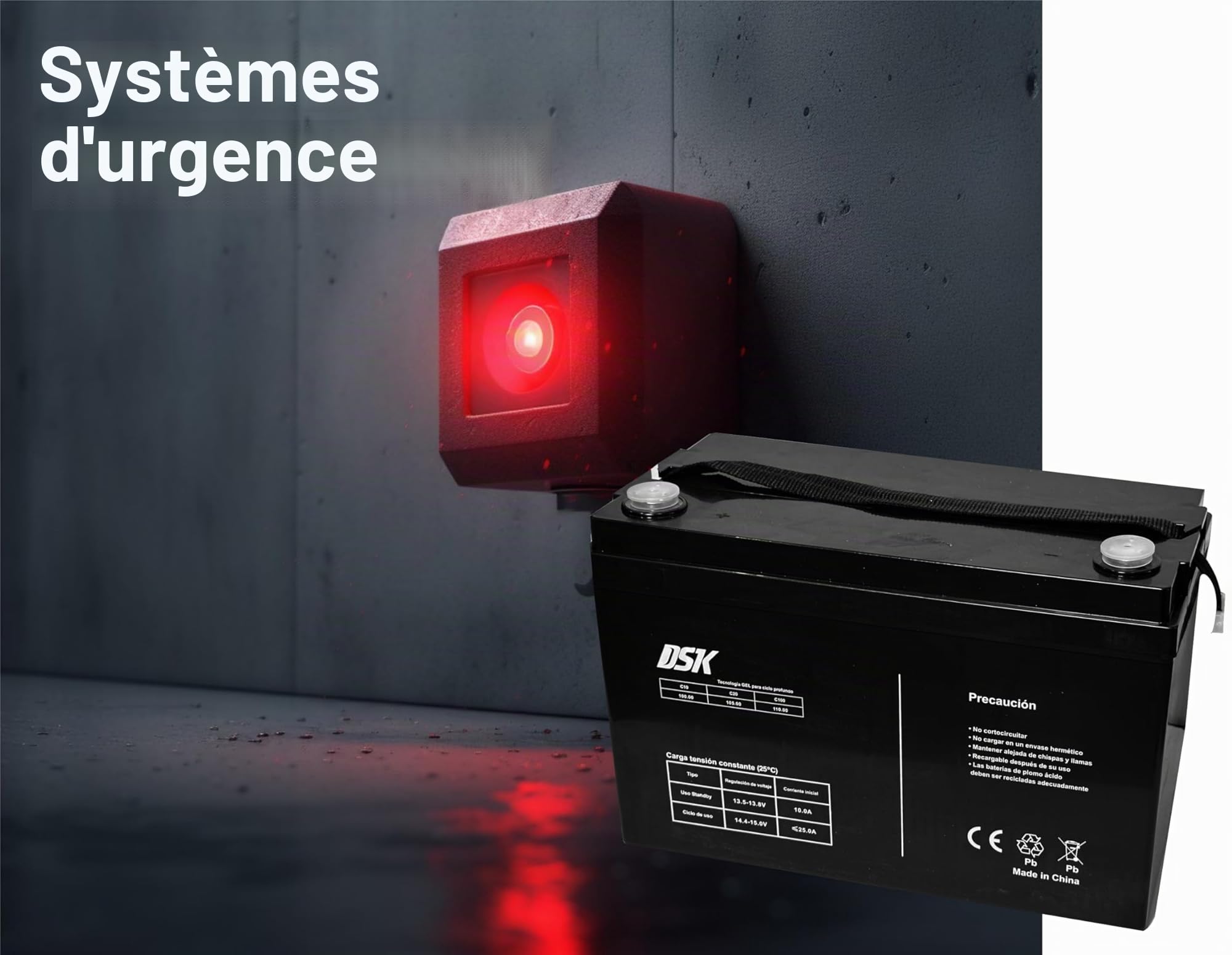 DSK Batterie AGM Plomb Étanche VRLA 12V 12Ah Rechargeable sans Entretien pour Alarmes, Sécurité, Jouets Électriques et UPS - Compatible bornes F1/F2